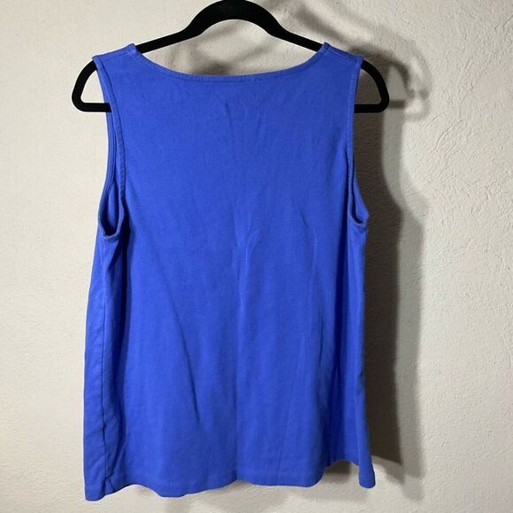 Sahalie Womens Relaxed Fit Cotton Knit Sleeveless Shirt Tank Top Blue XL - Picture 4 of 5